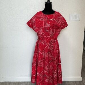 New Look Vibrant Red Paisley Midi Dress